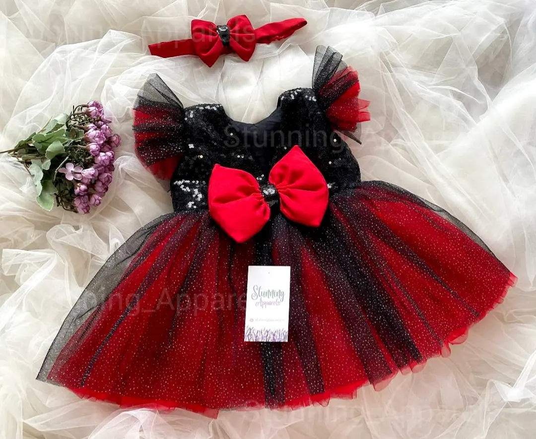 Ruffled Slewves Partywear Dress  - 9-12 Month