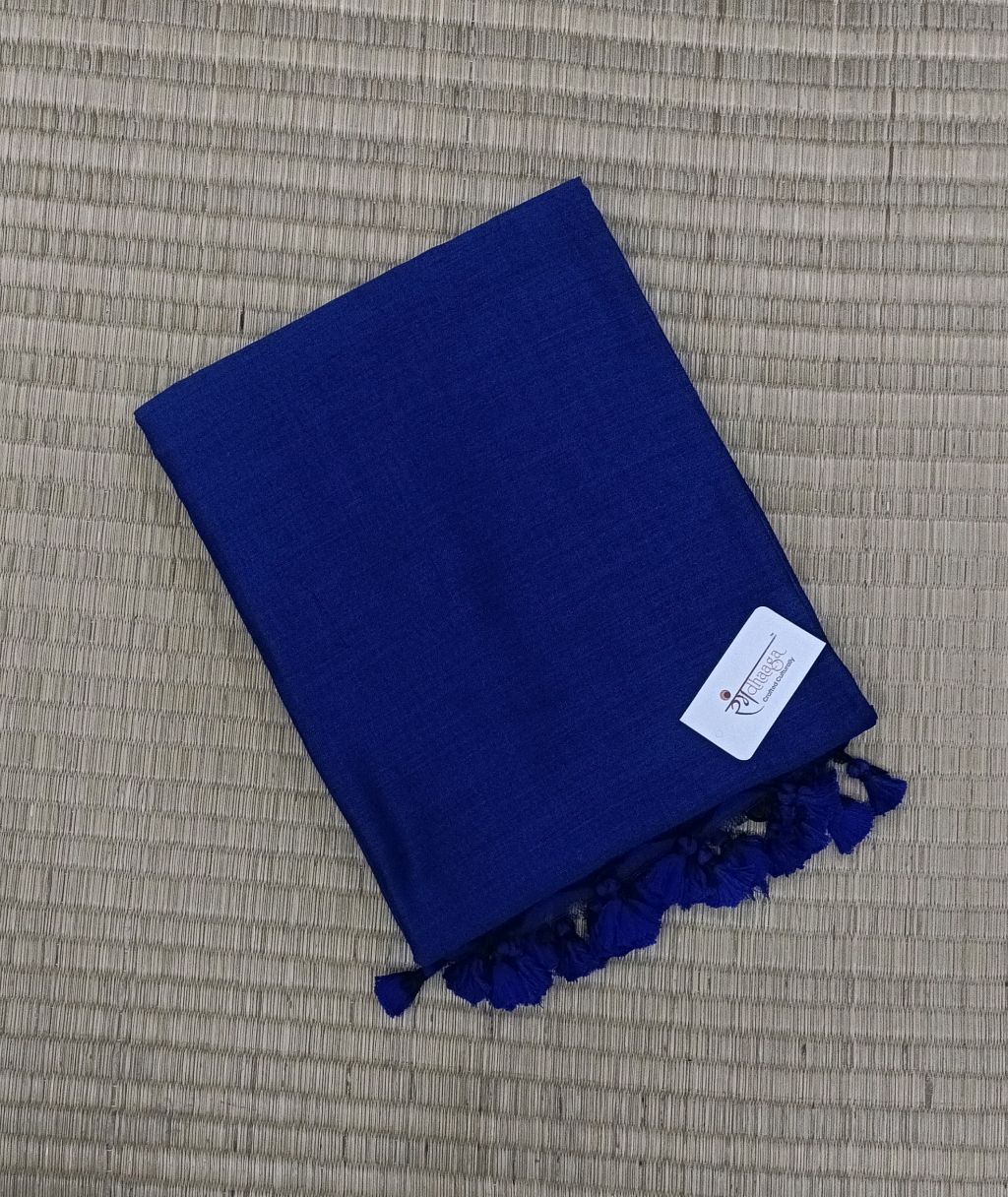 RangDhaaga Navy Blue Khadi Saree - free