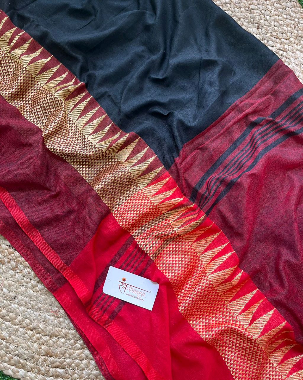 RangDhaaga Black With Red Temple Border