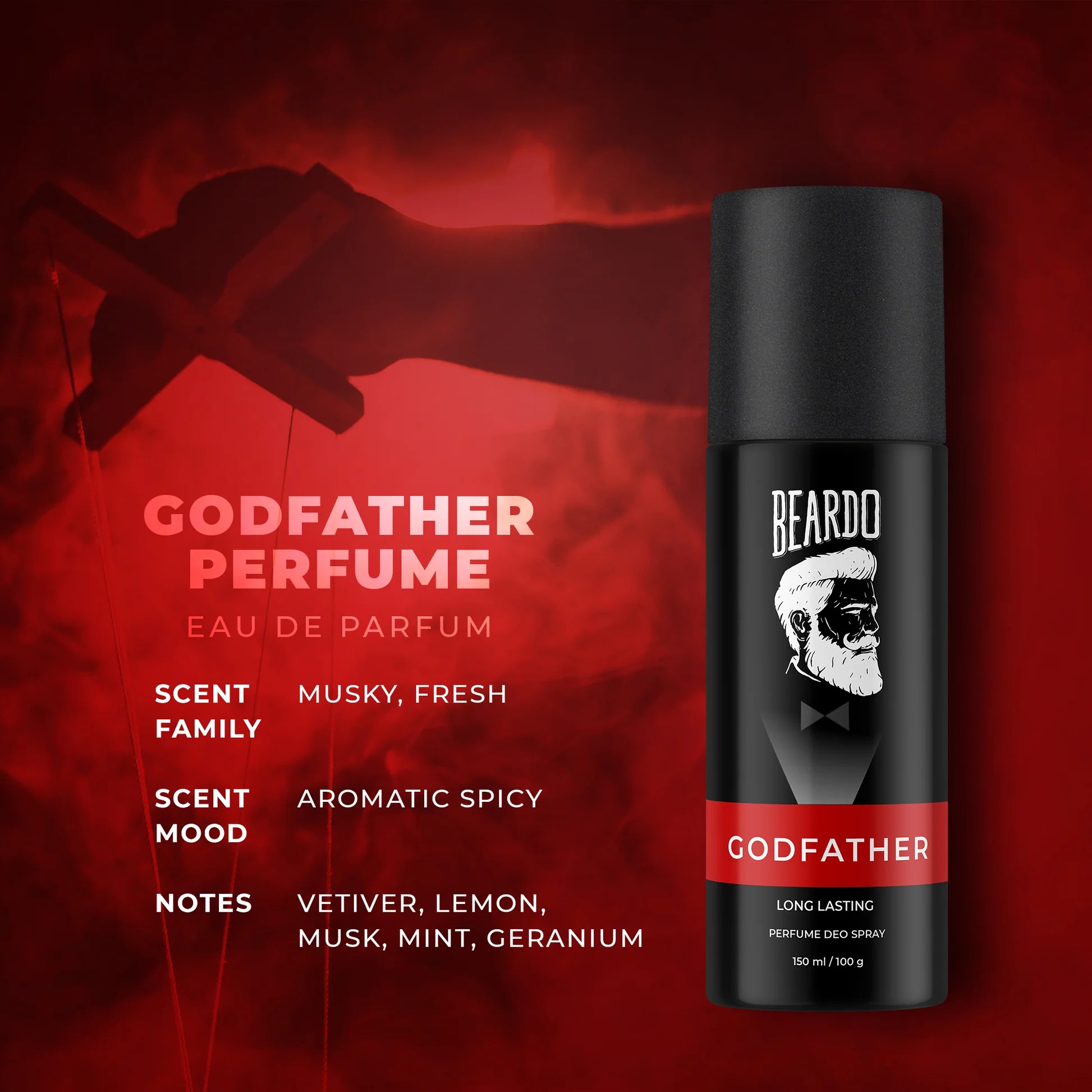 BEARDO GODFATHER Long Lasting |No Gas Perfume Body Spray For Men - 150ML