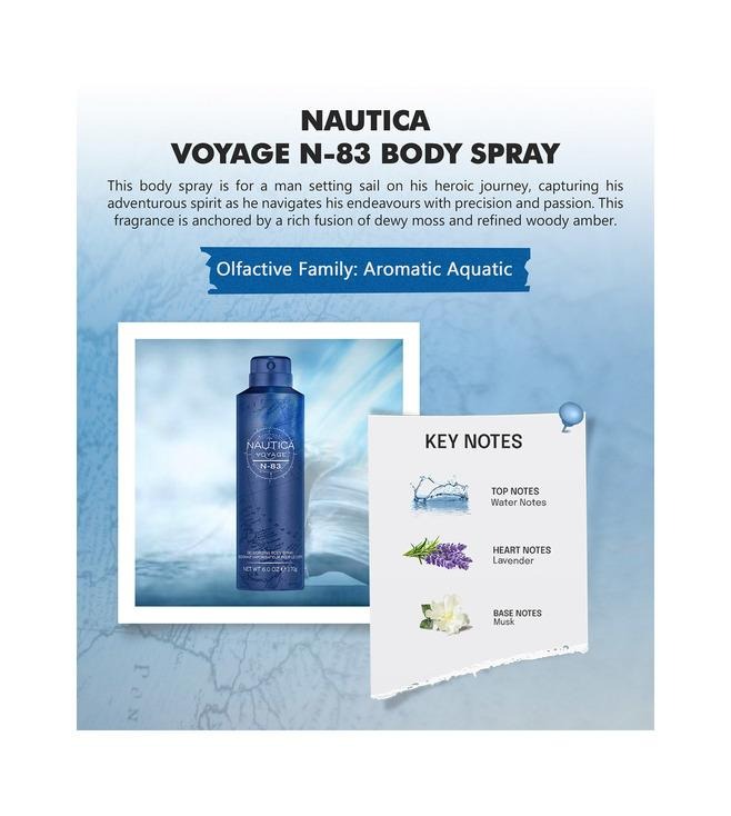 Nautica Voyage N-83 Body Spray - For Men - 170 gm