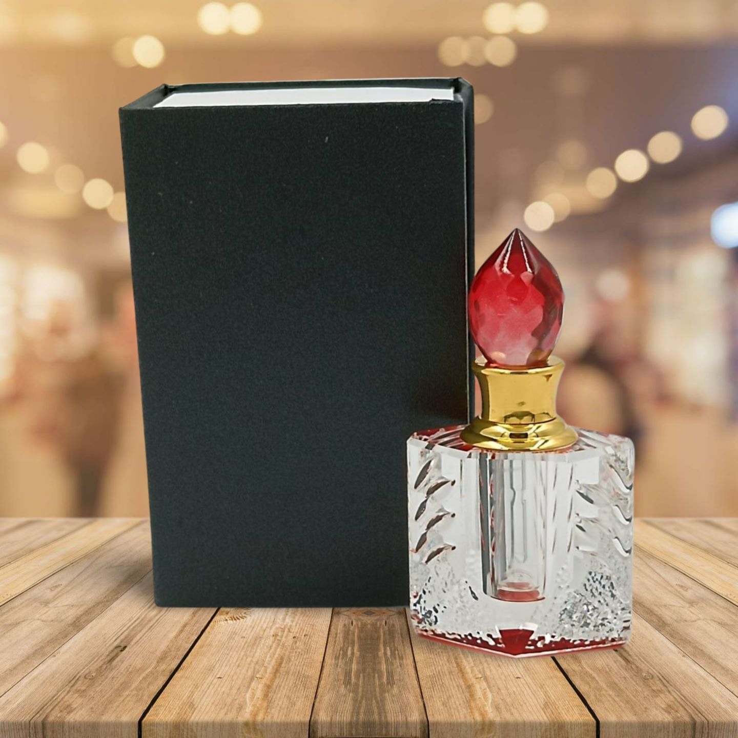 Exclusive Designer Crystal Empty Attar Bottle 3ml with Box - D1-Red
