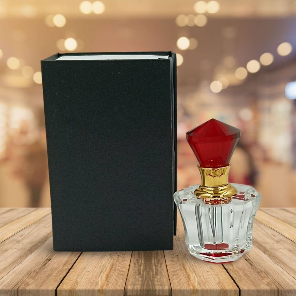 Exclusive Designer Crystal Empty Attar Bottle 3ml with Box - D5-Red