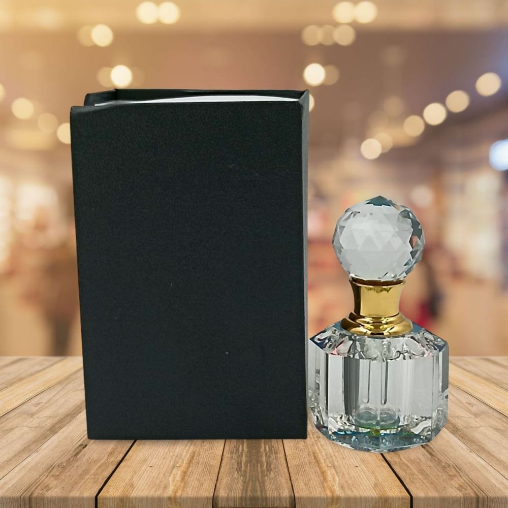 Exclusive Designer Crystal Empty Attar Bottle 6ml with Box - D1-White