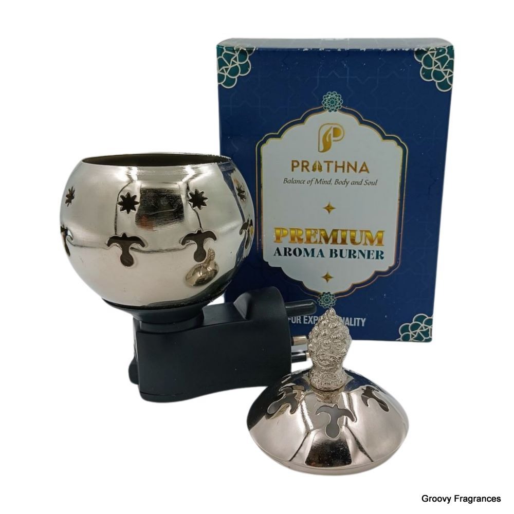 Prathna Platinium Electric Kapoor/Aroma/Bakhoor Burner for Home Fragrance Incense Holder Silver Color