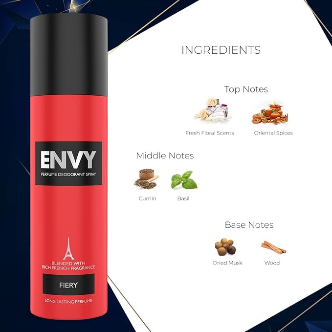 Envy fiery perfume deodorant spray no gas for men - 120ML