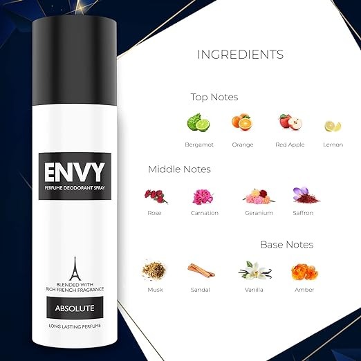 Envy absolute perfume deodorant spray no gas for men - 120ML