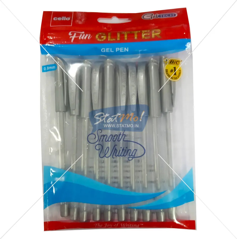 Cello Geltech Glitter Pen (10pc Pack)