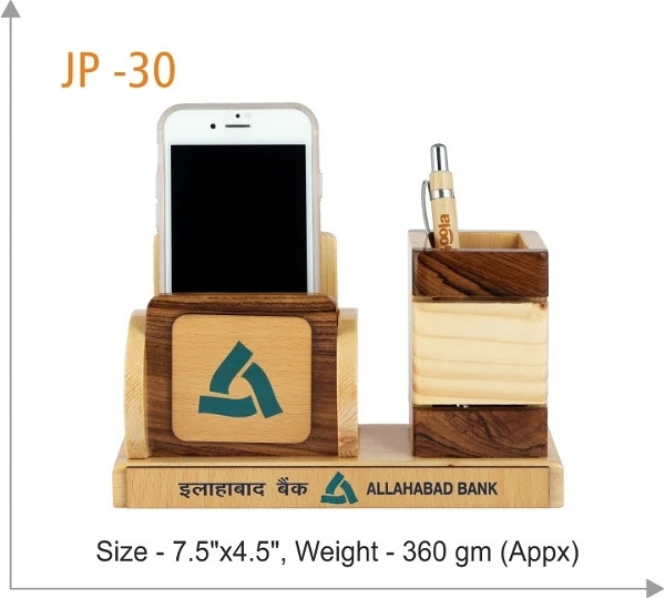 Pen Stand with Visiting Card & Mobile Holder Multipurpose Wooden Desk Organizer Pen and Pencil Stand for Office Table with Business Card Holder Box and Mobile Stand JP-30