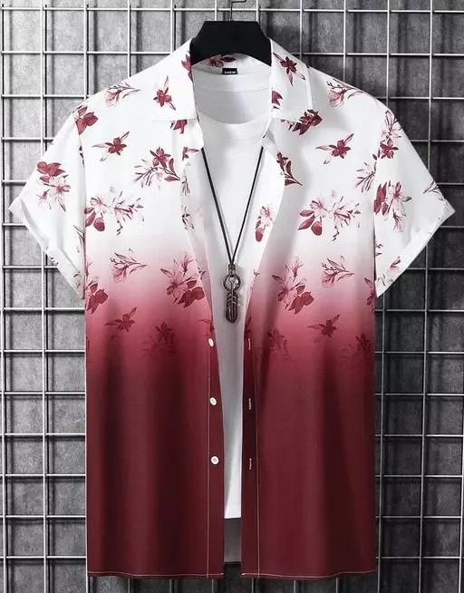 MEN SLIM FIT STRIPED PRINTED FLORAL CUT WAY COLLAR CASUAL LYCRA SHIRTS