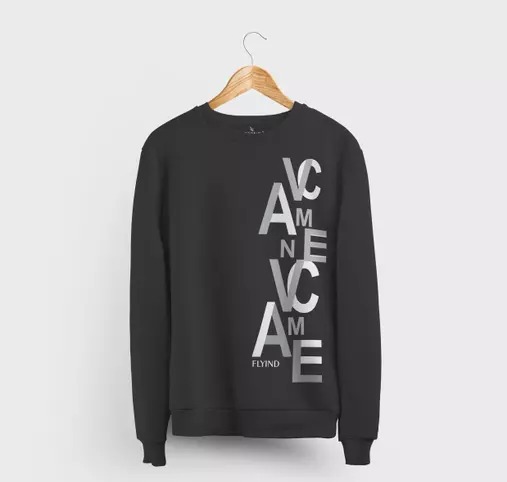 FLYIND VOGUE OUTFIT Men's Typograhic Print Round Neck Black Sweatshirts