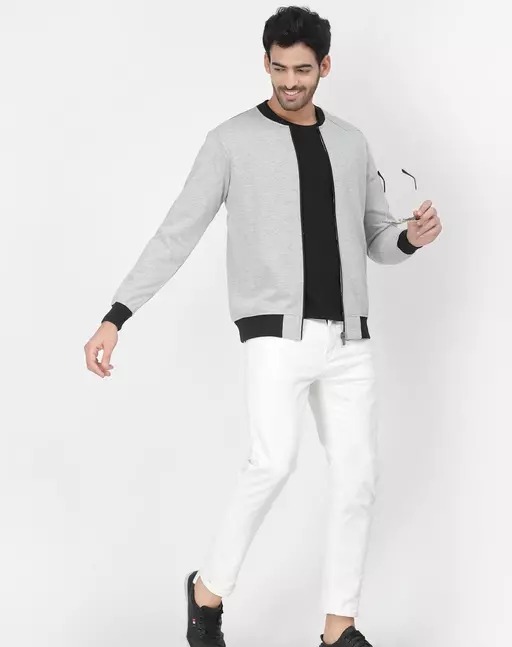 Men Solid Bomber Jacket