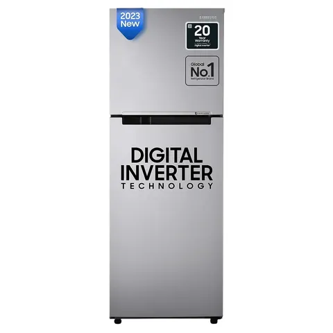 SAMSUNG 236 Litres 2 Star Frost Free Double Door Refrigerator with Digital Inverter Technology (RT28C3032GS/HL, Gray Silver) - 236