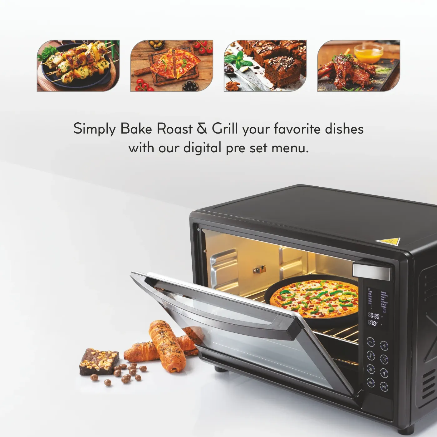 Glen Digital Oven Toaster Griller (OTG) - 45 Litres with Convection, Motorized Rotisserie, 2000W - Black (5045DIGI)