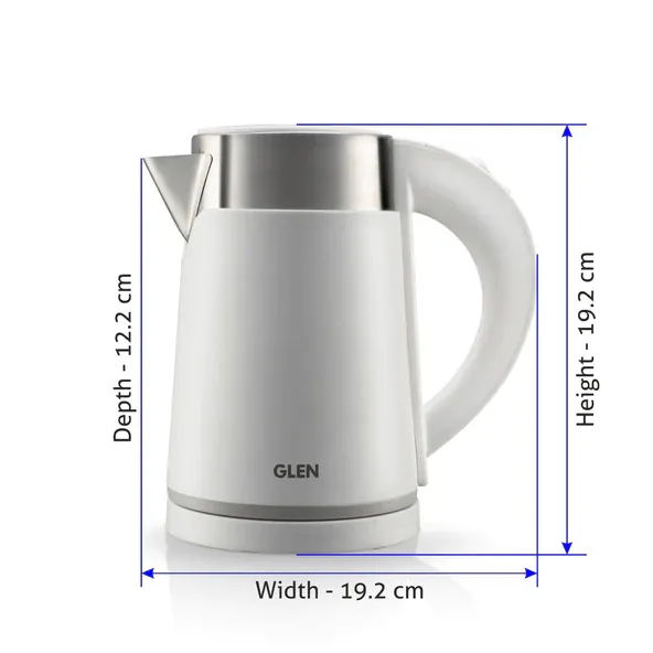 GLEN Electric Kettle 0.8 Litre Plastic Clad Stainless Steel, 360?? Rotation Base, Auto Shutoff, 800 W - White/Red/Black (9004)