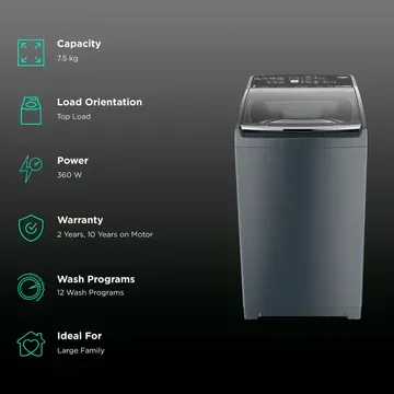 WHIRLPOOL Whirlpool 7.5 kg Fully Automatic Top Load Washing Machine (SW Pro Plus, 31558, Spiro Wash Action, MidNight Grey)