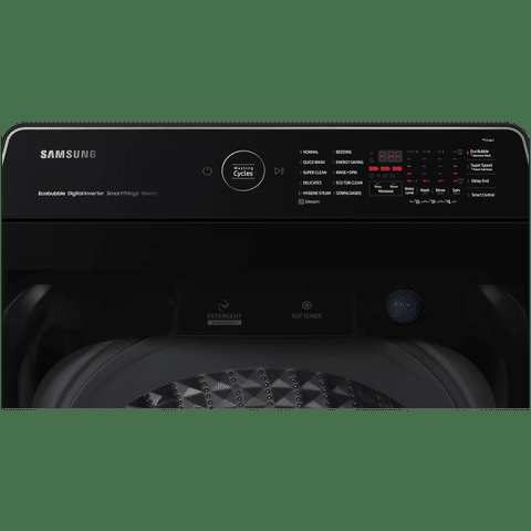 Samsung SAMSUNG 11 kg 5 Star Inverter Fully Automatic Top Load Washing Machine (WA11CG5886BVTL, Diamond Drum, Black Caviar) - 11 KG