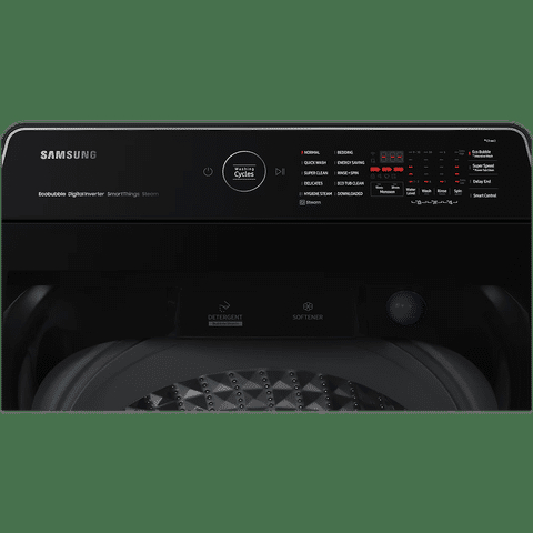 Samsung SAMSUNG 13 kg 5 Star Inverter Fully Automatic Top Load Washing Machine (WA13CG5886BVTL, Diamond Drum, Black Caviar) - 13 KG