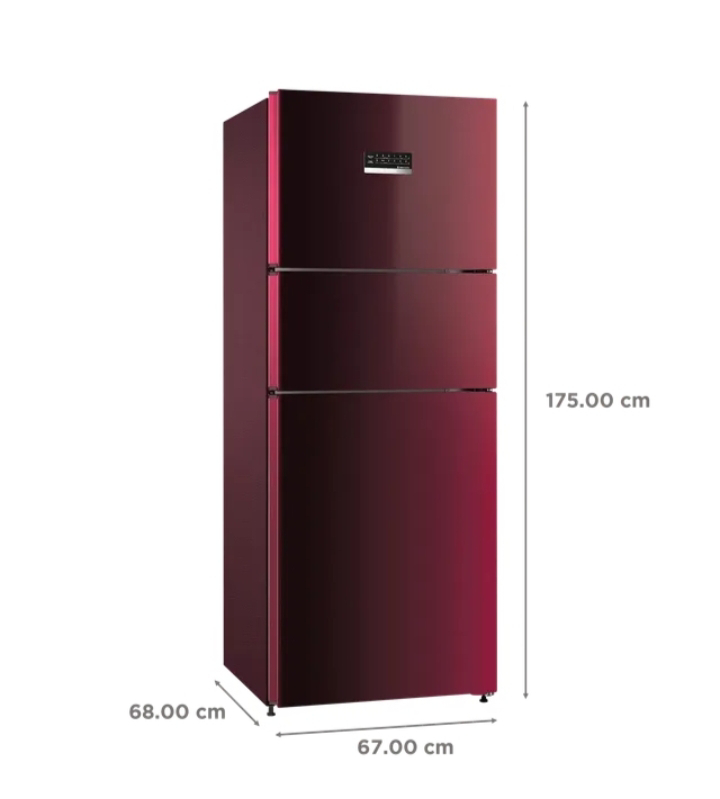 BOSCH Series 4 332 Litres Frost Free Triple Door Convertible Refrigerator with Temperature Display (CMC33WT5NI, Transition Wine) - Transition Wine