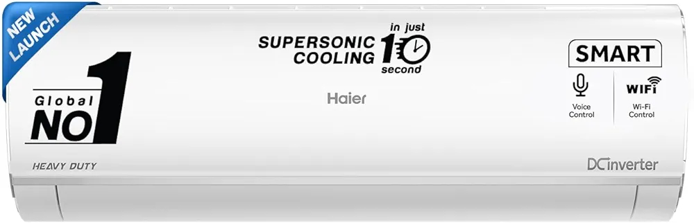 Haier 1.5 Ton 3 Star Triple Inverter Intelli Smart Split AC (Copper, 7 in 1 Convertible, Anti Bacterial Filter, Cools at 60°C Temp, 20 Mtrs Air Throw - HSU50K-PYFW3BN-INV,White,2024 Model)