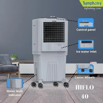 Symphony HiFLO 40 Litres Personal Air Cooler (Honeycomb Pads, ACOPE379, Light Grey)