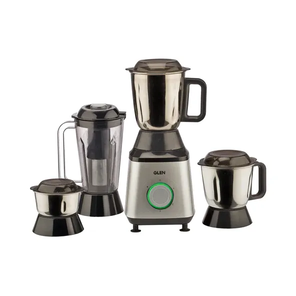 GLEN Glen Mixer Grinder 750W 100% Copper Motor, 1 Transparent Jar, 3 Stainless Steel Jars, - Silver (4030 PLUS)