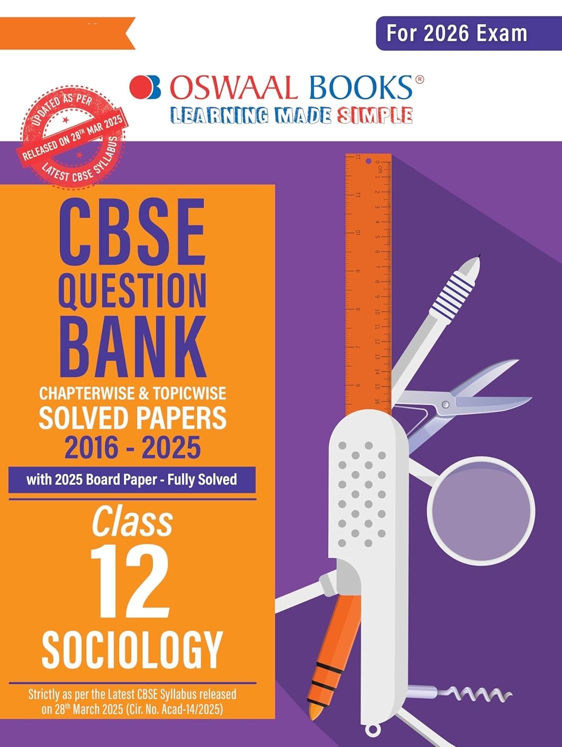 Oswaal SOCIOLOGY Question Bank Chapterwise and Topicwise Solved Papers [2025-26] - Class 12