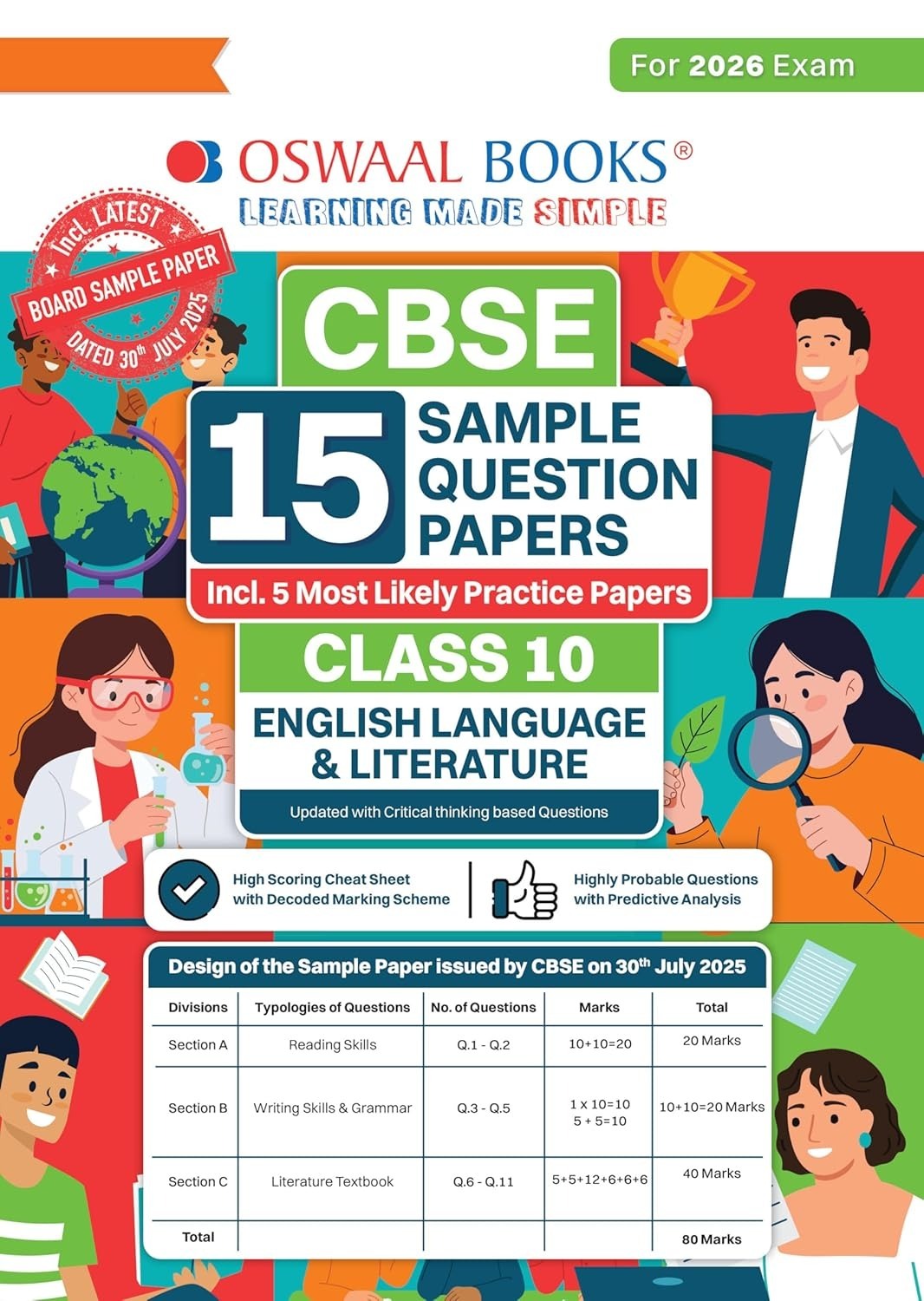 Oswaal ENGLISH (Language & Literature) Sample Question Papers (As per CBSE Sample Question Paper issued on 30 July 2025), Chapter wise Highly Probable Questions, includes 5 Most Likely SQPs & all types of CBQs - Class 10  [For 2026 Exams]