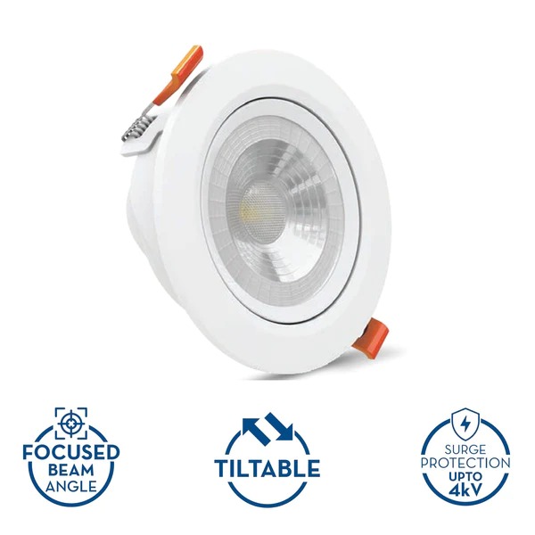 Crompton Tiltable Spotlight Star Aura 6W - Cool White