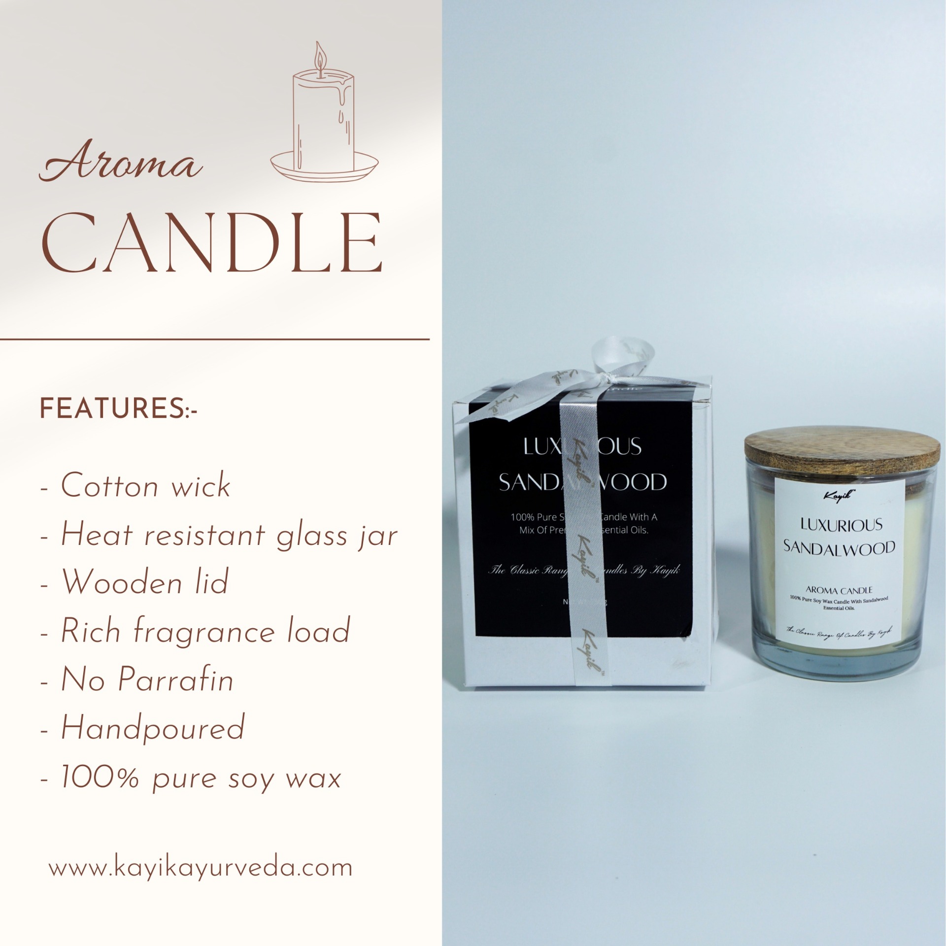 KAYIK LUXURIOUS SANDALWOOD AROMA CANDLE 