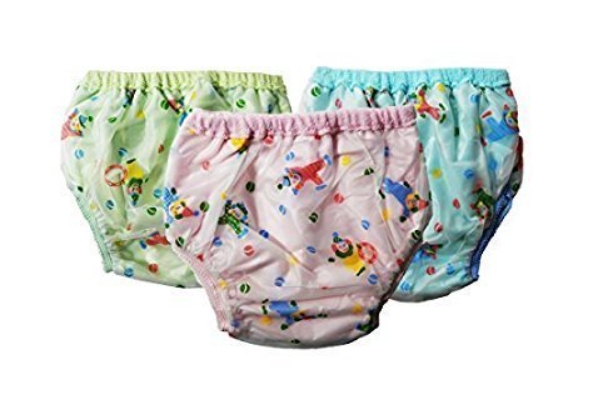 Musvika Plastic (PVC) Washable Reusable Towel / Toweling Diaper Panty / Pant / Underwear (Multicolor) - S, Pack of 3, Toddler