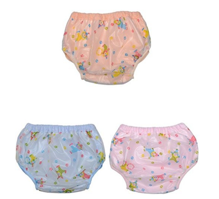 Musvika Plastic (PVC) Washable Reusable Towel / Toweling Diaper Panty / Pant / Underwear (Multicolor) - S, Pack of 3, Toddler