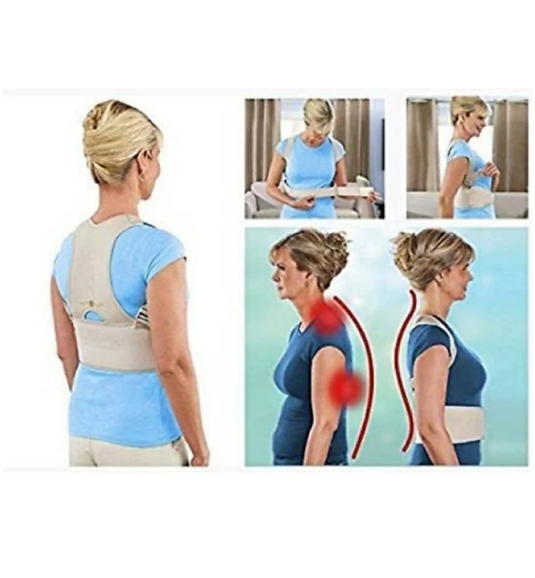 Posture Corrector, Shoulder Back Support Belt Men and Women Brace Support Device for Neck Pain Relief, Improve Bad Posture Chest Belt Posture Corrector Belt(Beige)- - Posture Belt, Pack Of 1, For Women And Men's