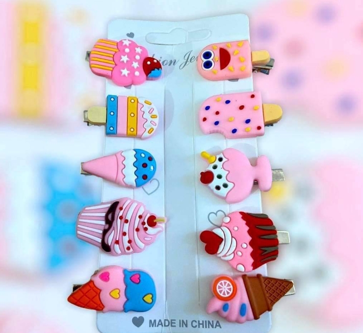 Ice Cream Hair Clips Set Baby Hairpin For Kids Girls Toddler Barrettes Hair Accessories - Kids, Ice Cream Hair Pin, Pack Of 10 Pieces