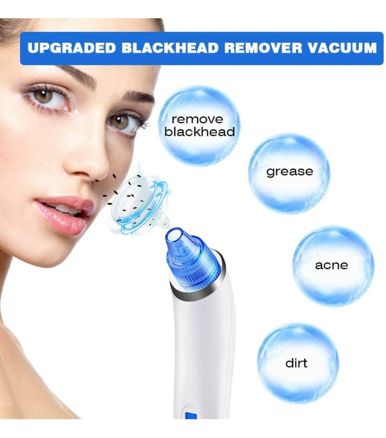4 in 1 Multi-function Blackhead Remover Tool | Electric Derma suction Machine | Acne Pimple Pore Cleaner Vacuum tools | Facial Cleanser Device for Face, Nose and Skin Care - Derma Suction, Pack Of 1