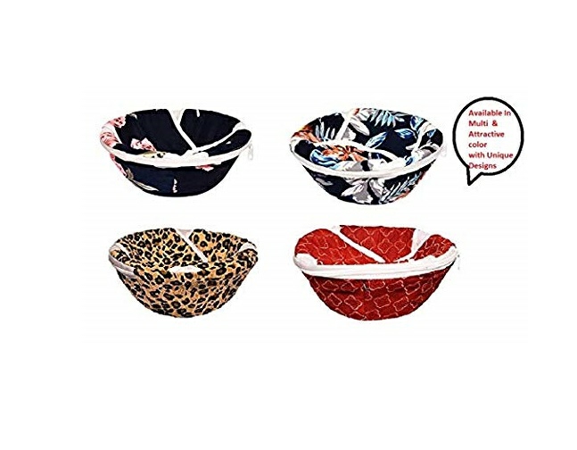 Hot Chapatti box with single zip | Roti Cotton Cloth Casserole | Basket | Washable with Chain | Roti Rumals with Multicolor - Cotton Roti Casserole, Pack Of 1