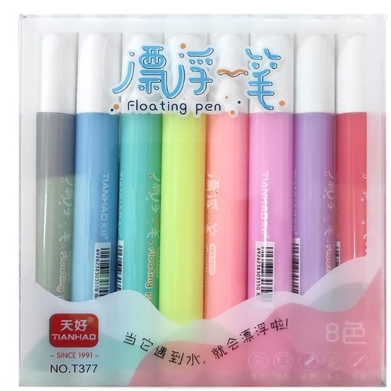 8 Colors Doodle Pen Children's Colorful Marker Pen Magical Water Painting Pen Easy -To-Wipe Dry Erase Whiteboared Pen Doodle Water Floating Pen - Water Pen, Pack Of 8 Piece