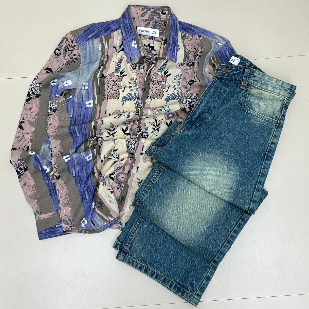 Imported Full Sleeve Shirt + Baggy Jeans Combo (M,L,XL,XXL)