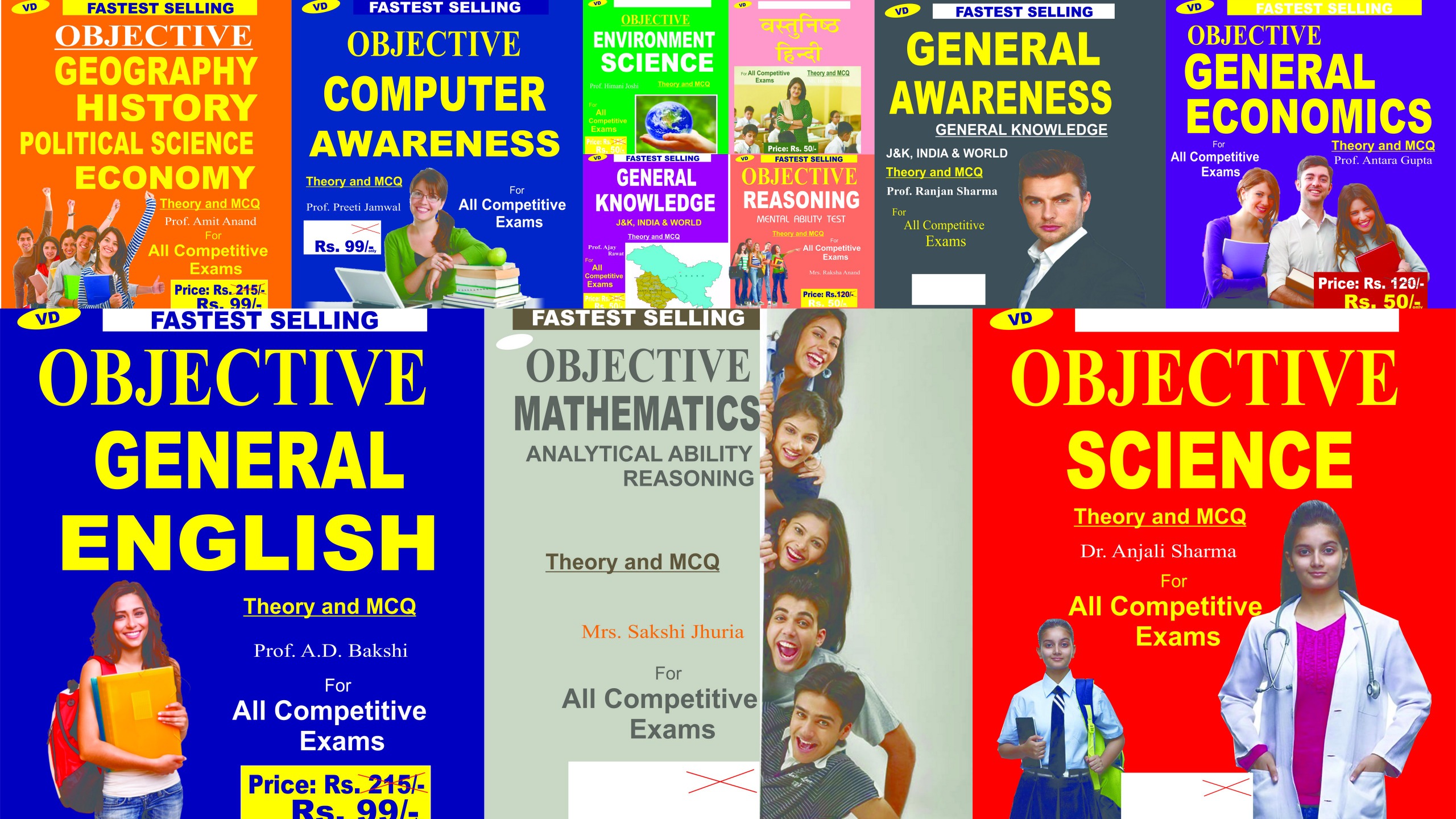 Vinod OBJECTIVE 11 BOOKS COMBO - English, Science, GK, Math, Computer, Awareness, Economics, Reasoning/ Mental Ability, Env. Sc., Hindi, History Geography Economy Political Sc. (FOR ALL COMPETITIVE EXAMS) ; VINOD PUBLICATIONS ; CALL 9218219218