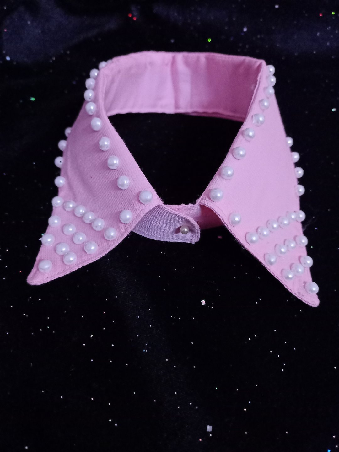 Classic Pearl Beaded Shirt Fashion Collar Detachable  - Pink Lace, Neck :-L- 16.5 inch  W- 3 inch, WhatsApp Us For Size Changes