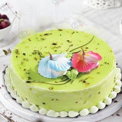 Pistachio/Gold Rosette Cake