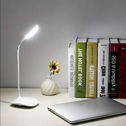 Brightness Rechargeable Led Table Lamp For Studies Desk Lamp(Plastic, White, Pack Of 1)