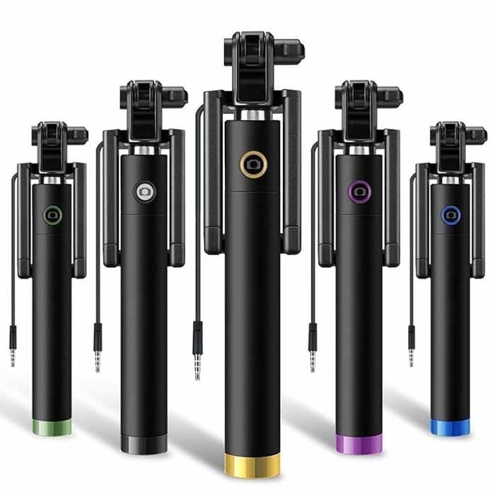 Mini Selfie Stick With Aux Cable ,Adjustable Monopod with Built-in Remote