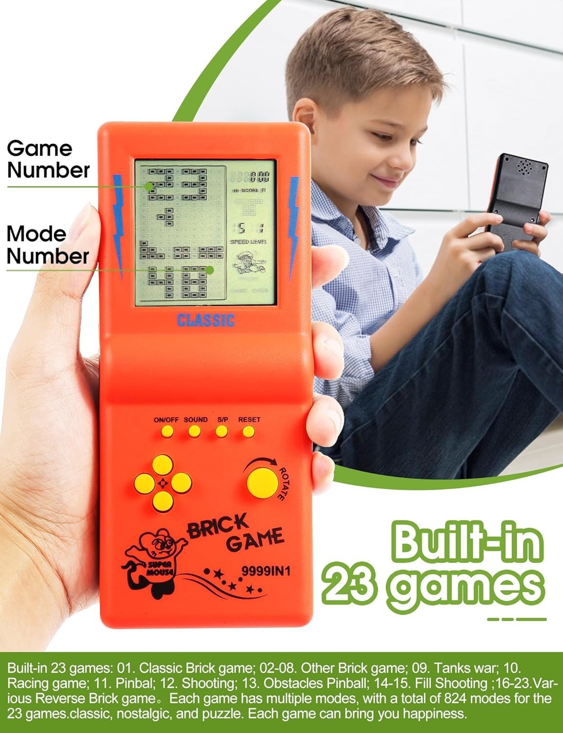 Amfyn Plastic Brick Game Hand Operated Video Games For Kids Toy (Multicolor )