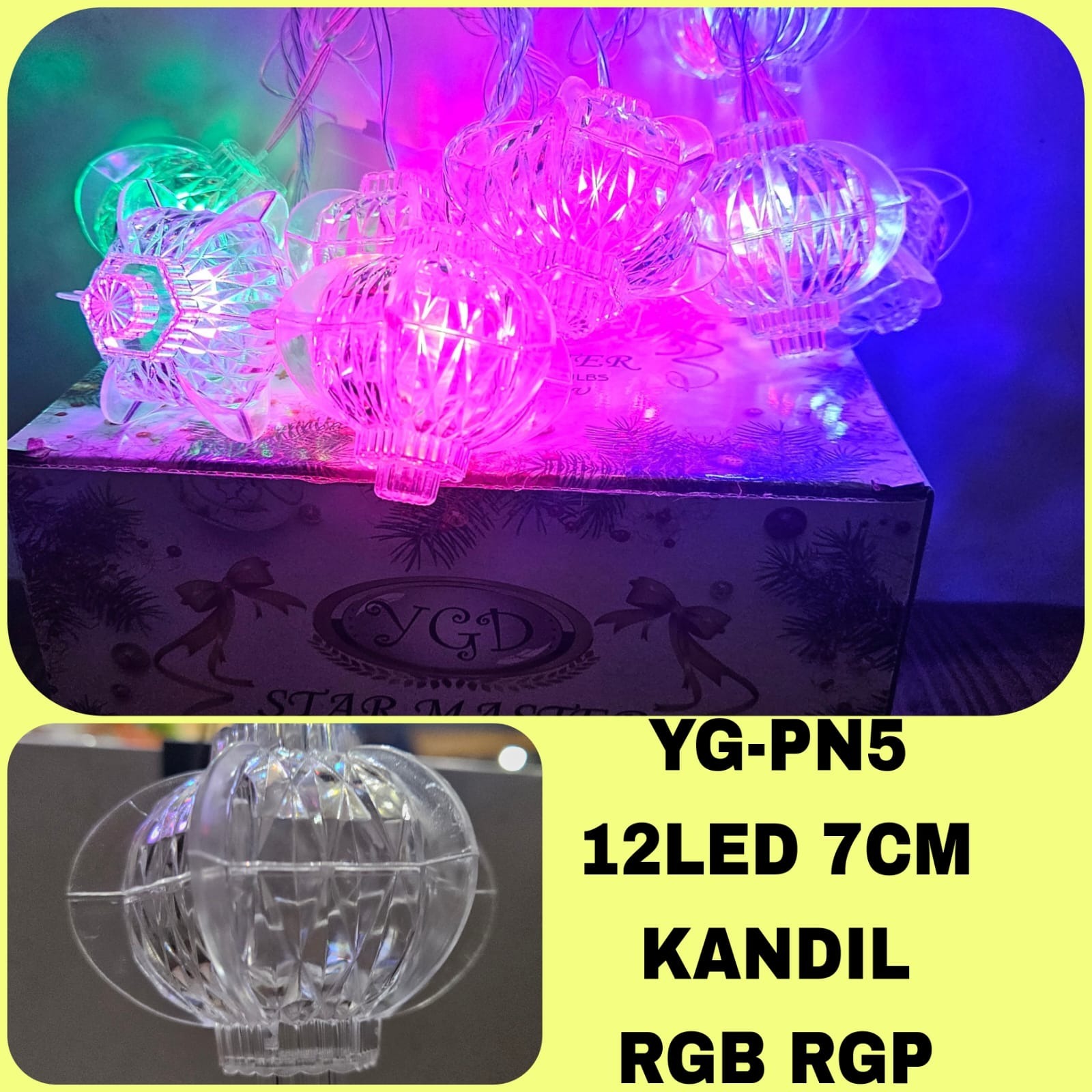 YG-PN5 12LED 7CM KANDIL RGB RGP