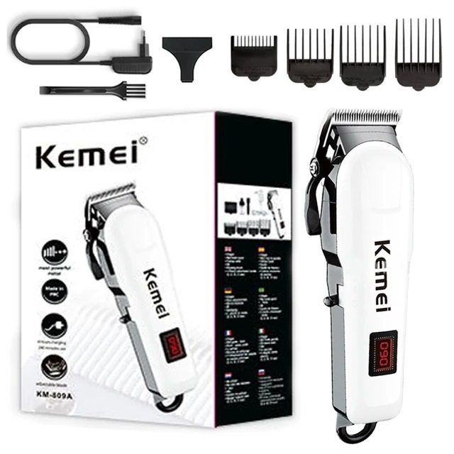 Kemei Electric Hair Clipper KM-809A Barber Trimmer With LCD Professional Hair Clipper Ceramic Blade Cordless Trimmer for men