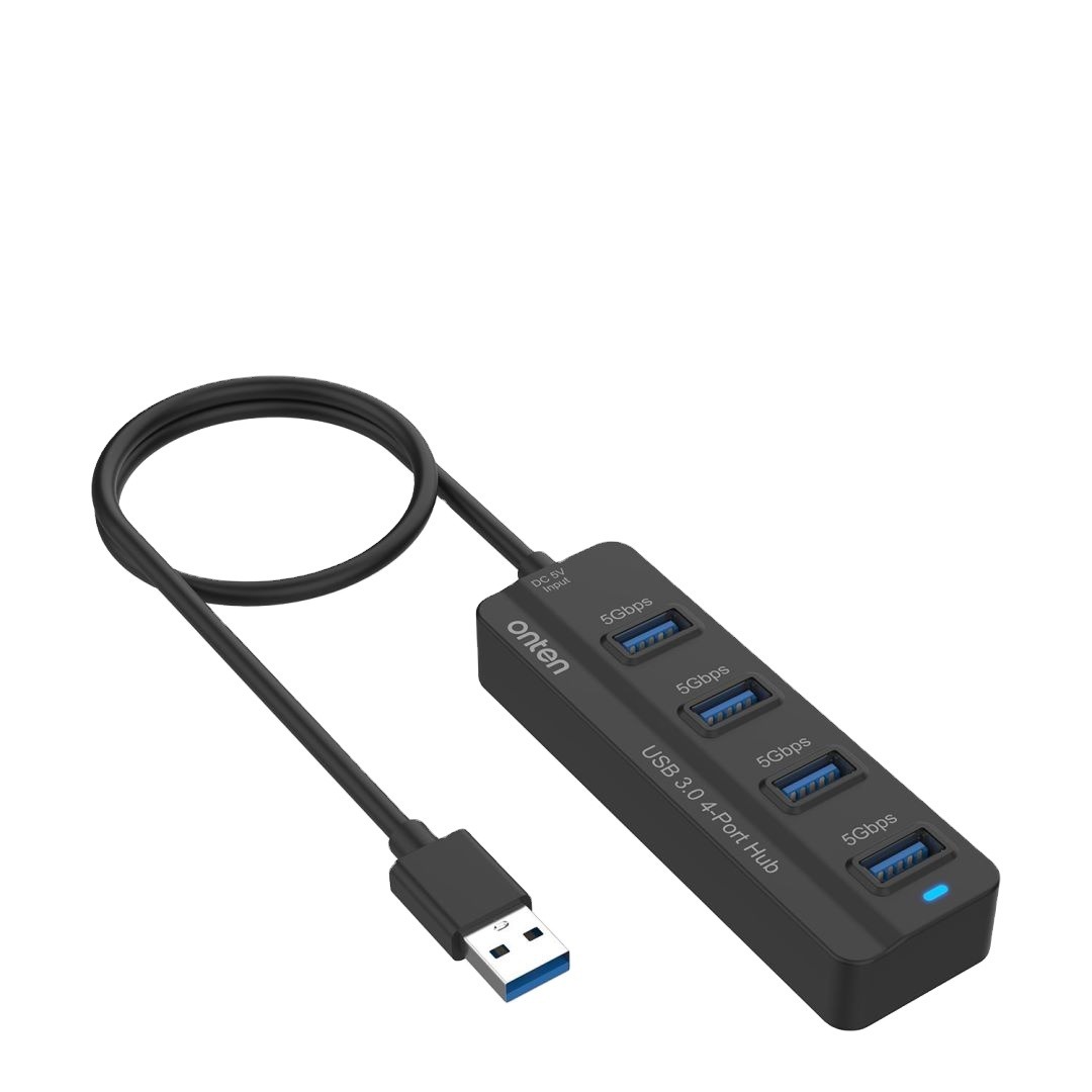 Onten 4-Port USB 3.0 Hub with Individual Power Switches – High-Speed Data Transfer & Charging