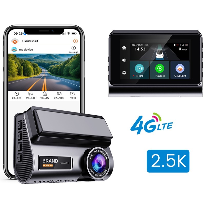 P85 Dual-Lens 2K 4G Dashcam – Front & Rear Recording, WiFi, GPS, Night Vision, Loop Recording