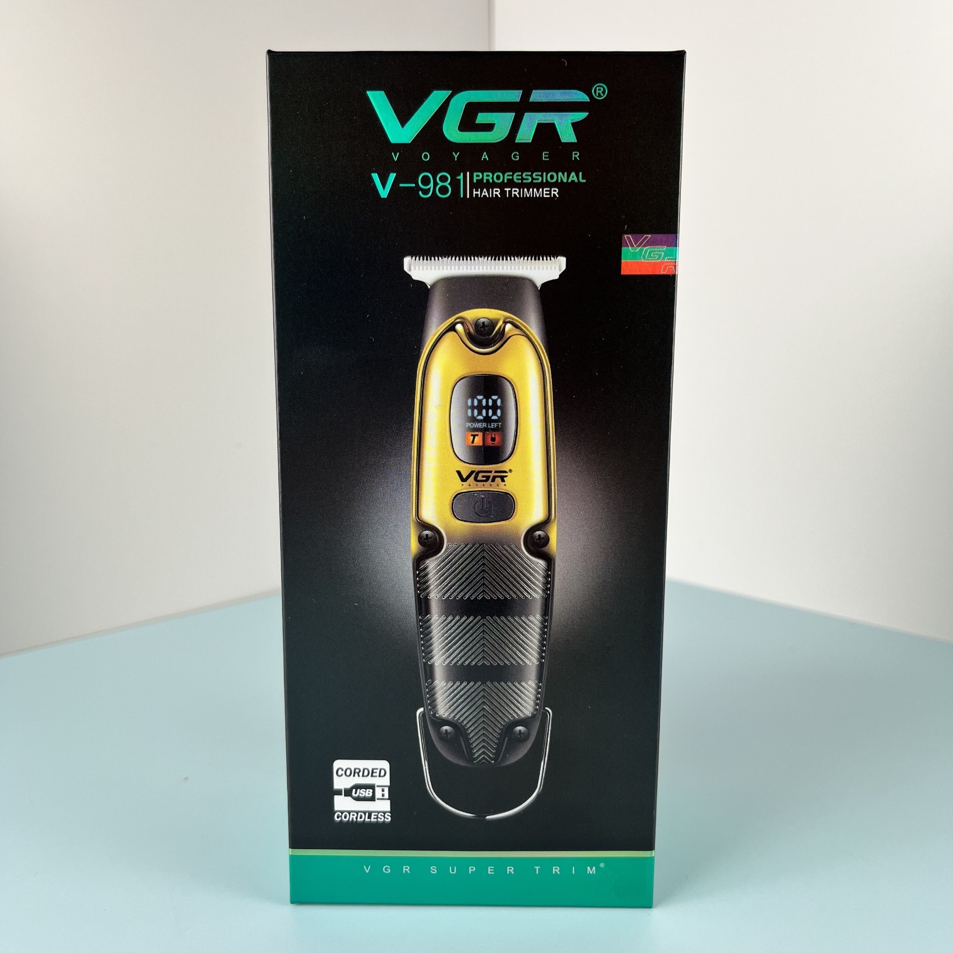 VGR V-981 Professional Hair Trimmer with Precision T-Blade & 3 Attachments – Cordless Salon Clipper