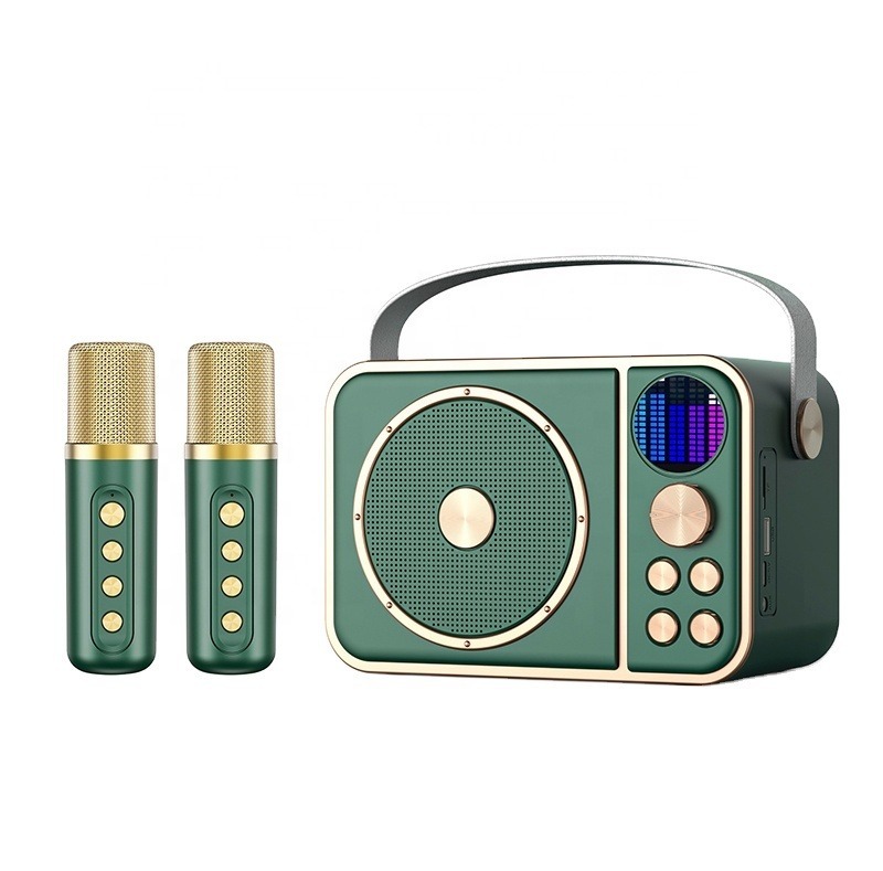 YS-302 Super Bass Portable Karaoke Speaker with RGB LED & Dual Wireless Mics